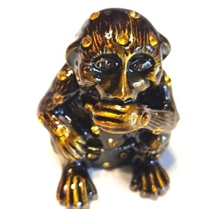 Jeweled Enameled Speak No Evil Monkey Trinket Box